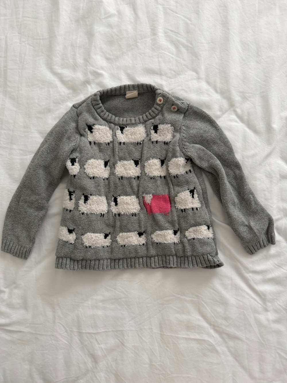 Tucker + Tate Gray Sweater with White Sheep and Pink Accent 12-18 months